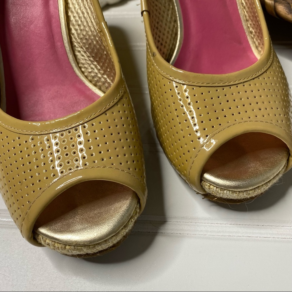 LILLY PULITZER Beige Peep Toe Wedge Sandal - Picture 3 of 5